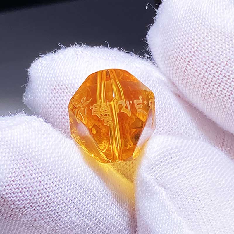 Fiasrel Yellow Jambhala Crystal Beads Accessories - Freeform Faceted Engraved Beads for Bracelet Making, DIY Jewelry Components