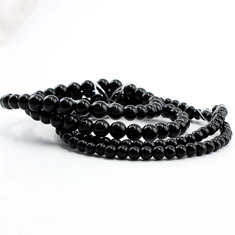 Fiasrel 1bundle 4-16mm Black Round Beads - Onyx Crystal Glass Beads for DIY Jewelry & Bead Curtains