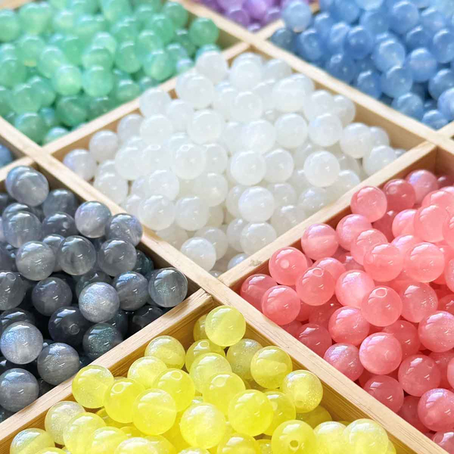 Fiasrel 1bundle 10mm Candy Beads Resin Glitter Powder Beads – DIY Craft Supplies for Bracelets Necklaces Keychains & Jewelry Making Beads