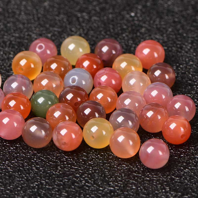 fiasrel 7A Grade Agate Loose Beads - Round Spacer Beads for DIY Crystal Jewelry Making