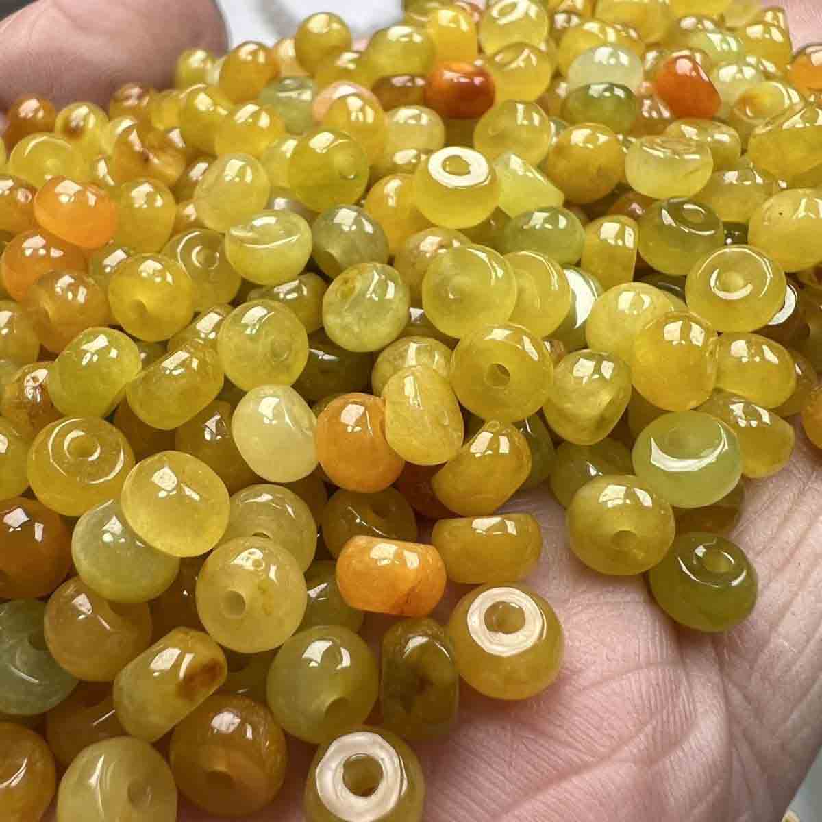 fiasrel 1bundle Natural Icy Yellow Jadeite Abacus Beads – Tri-Color Lucky Beads for DIY Jewelry 
