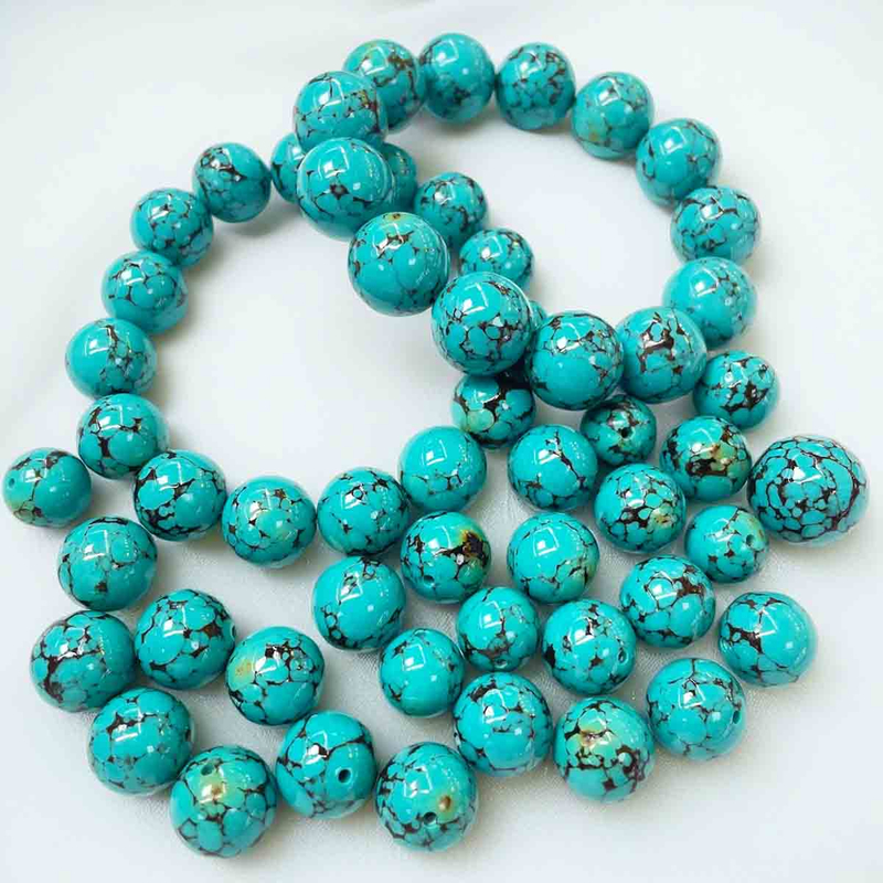 fiasrel 1bundle Green Turquoise Drum Beads - Tibetan Round Spacer Beads for DIY Jewelry Making