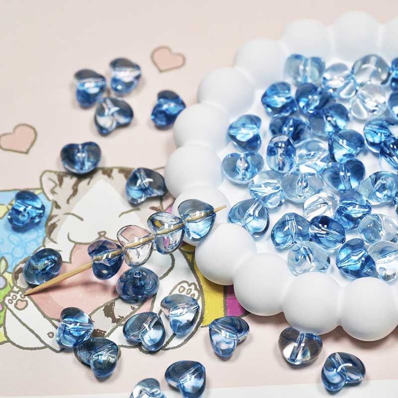 Fiasrel 1bundle 10mm Resin Heart-Shaped Beads DIY Craft Supplies for Bracelets Necklaces Jewelry Making