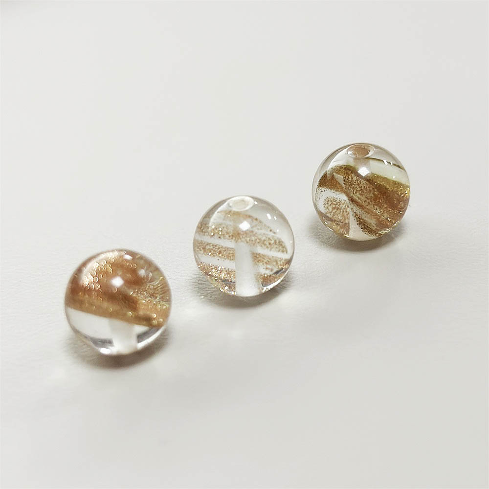 fiasrel 1bundle Japanese-style Glass Beads with Gold Sand DIY Crystal Round Beads for Jewelry Making