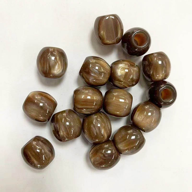 fiasrel 1bundle 12×12mm Resin Barrel Beads with Wide Straight Hole DIY Bracelet Making Meditation Beads