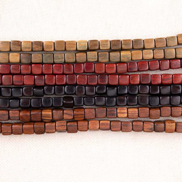 fiasrel 1bundle Assorted Square Wooden Beads Argentine Green Sandalwood EbonyBloodwood & Black Rosewood – DIY Loose Beads for Jewelry Making