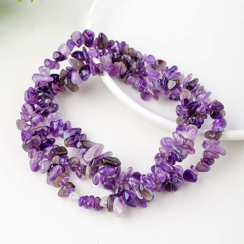 fiasrel 1bundle Natural Stone Irregular Long Beaded Strand with Clear Quartz, Rose Quartz, Amethyst, Agate, and Jade Chips