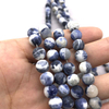 fiasrel 1bundle4-12mm White Veined Blue Linen Stone Loose Beads DIY Handmade Round Beaded Chain Women's Jewelry Set Necklace & Earrings