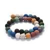 fiasrel 1bundle Colorful Natural Volcanic Stone Loose Beads – Round DIY Lava Rock Gemstones for Bracelet Making