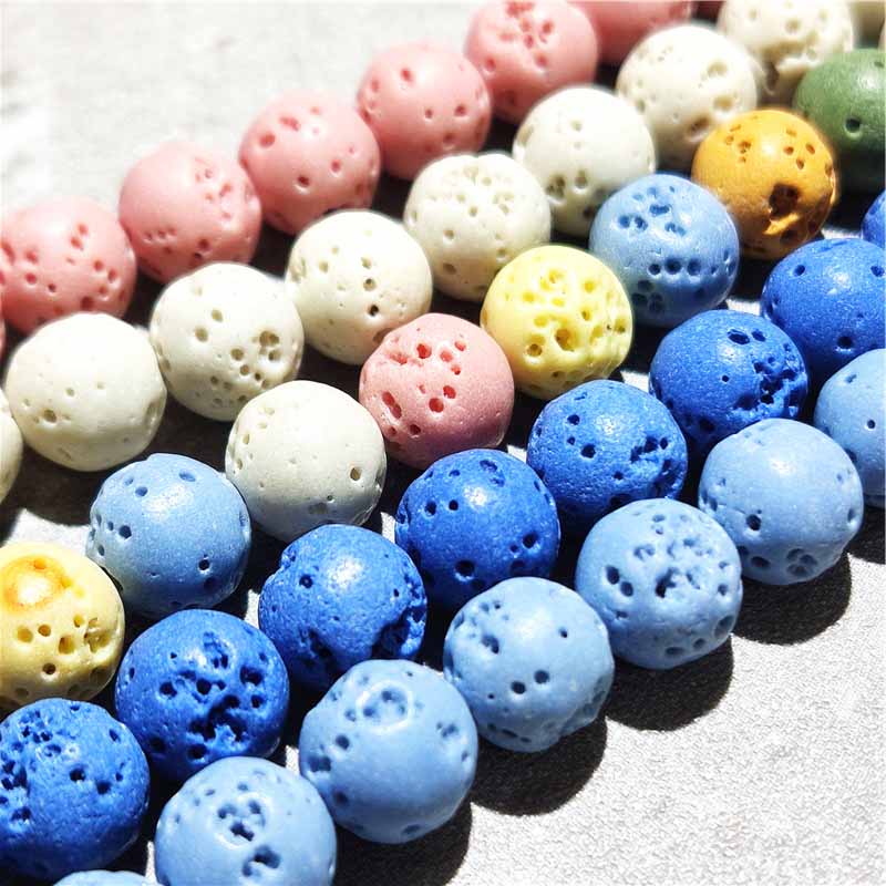 fiasrel 1bundle Natural Volcanic Stone Round Beads