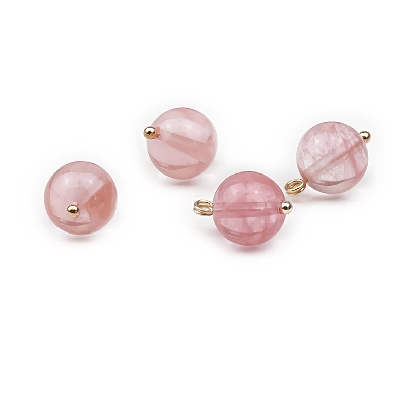 fiasrel 1bundle Natural Stone Round Bead Buttons - Agate, Chalcedony Tourmaline, Rose Quartz Raw Gemstone, Vintage Clasps Hanfu, Qipao Vest Decorative Buttons