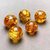 fiasrel 1bundle Amber Sun-Spangled Amber Single Piece Round Bead