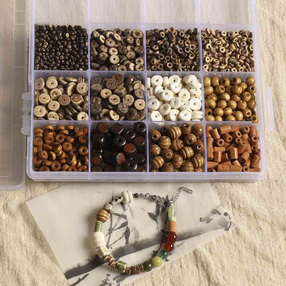 fiasrel 1bundle Vintage Coconut Shell Spacer Beads & Wooden Beads DIY Kit - Handmade Jewelry Supplies for Necklaces, Bracelets & Earrings
