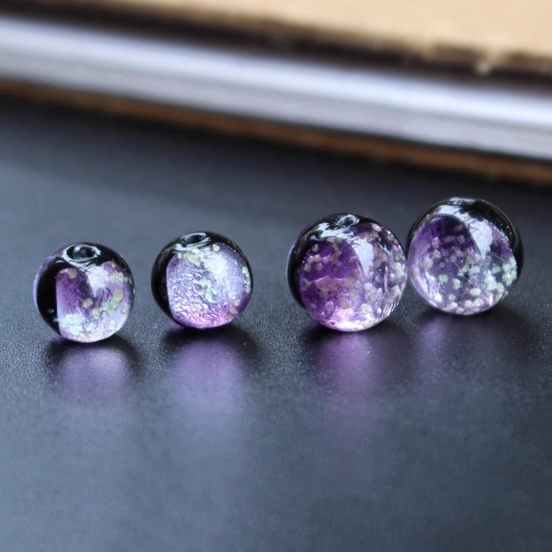 fiasrel 1bundle Galaxy Handmade Glass Beads – Glow in the Dark Round Beads for DIY Jewelry, Bracelet & Necklace Stringing Supplies