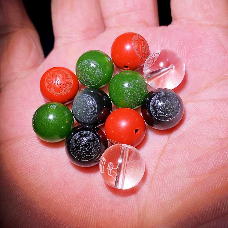 fiasrel 1bundle Four Celestial Beasts Loose Beads – DIY Carved Single Beads Vermilion Bird, Black Tortoise, Azure Dragon, White Tiger