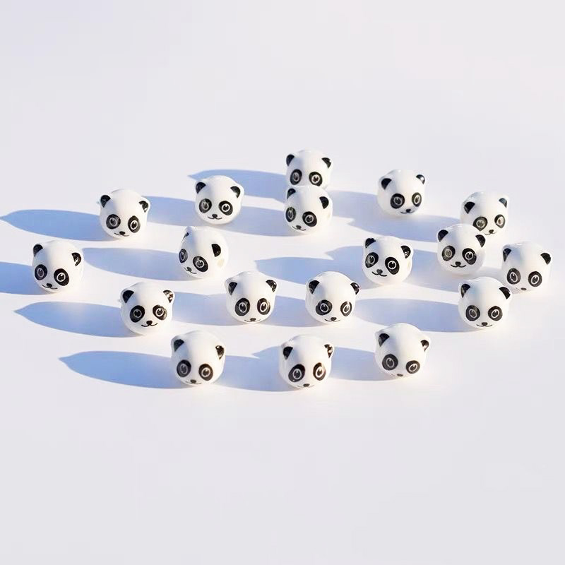 fiasrel 1bundle Hand-Painted Panda Ceramic Bead Collection Artistic Loose Beads for Creative Jewelry Weaving & DIY Accessory Design
