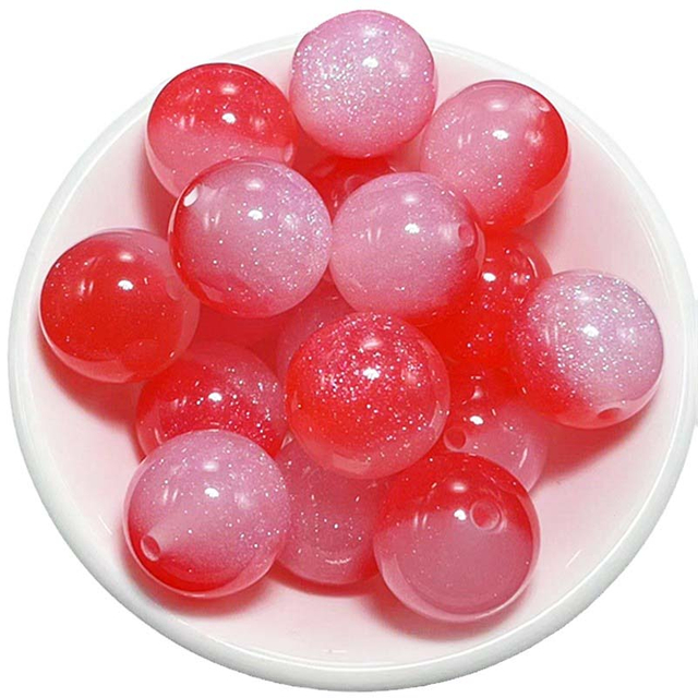 fiasrel 1bundle 16mm Mermaid Princess Resin Beads with Dual-Tone Celestial Micro-Glitter for DIY Craft Phone Charm Accessories