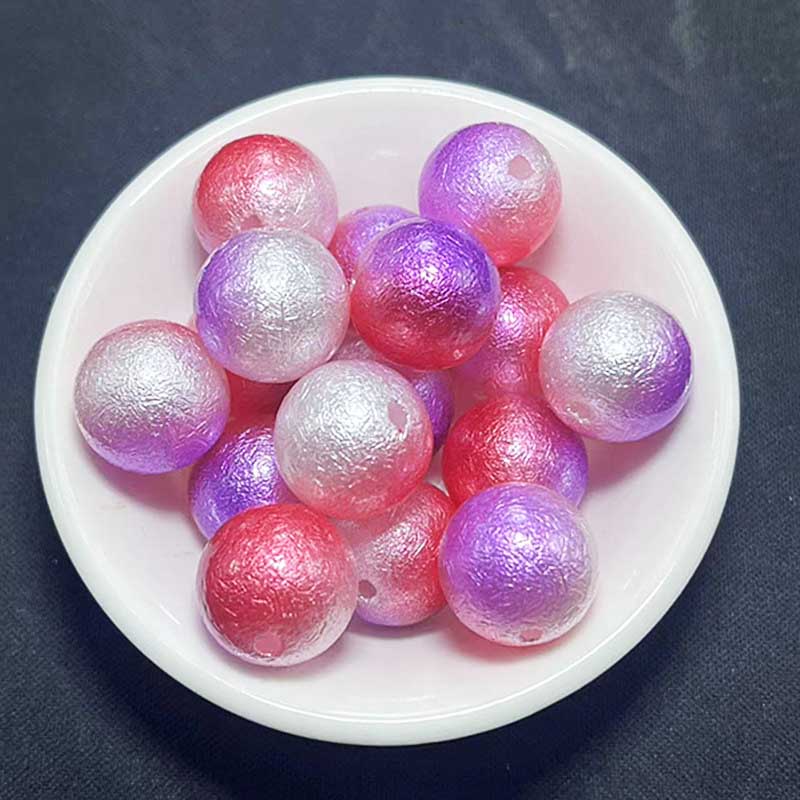 fiasrel 1bundle 16mm Wrinkled Acrylic Beads Gradient Color Straight-Hole Beads for DIY Crafts