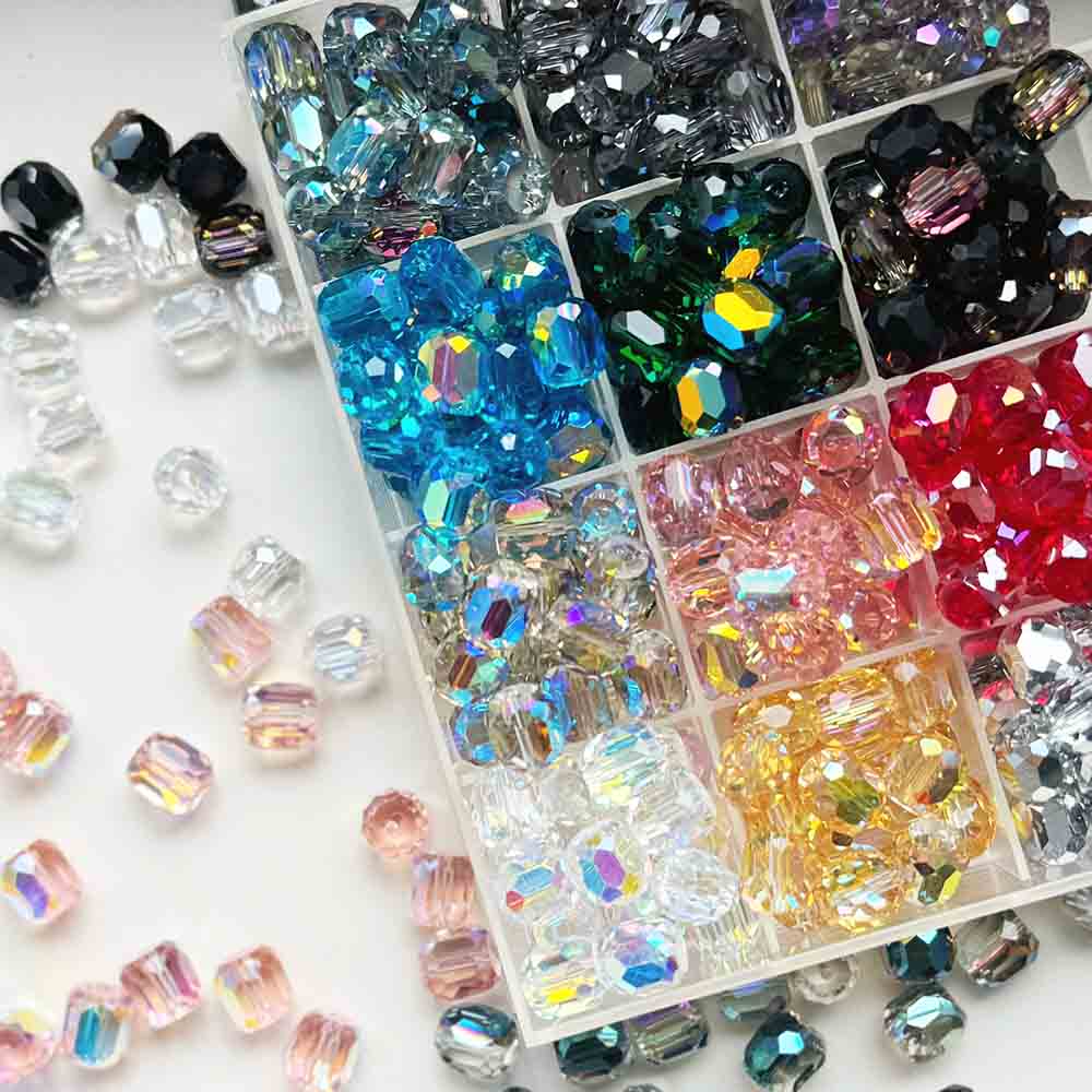 fiasrel 1bundle 10mm Faceted Long Cylinder Crystal Glass Beads – Ultra-Transparent Sparkly DIY Supplies for Phone Charms & Bracelets