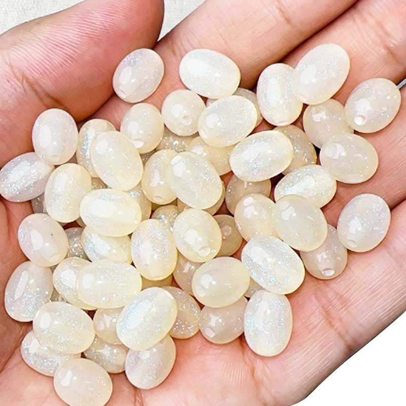 fiasrel 1bundle Mermaid Iridescent Starry Sky Jujube Beads Resin Cat’s Eye Effect Straight-Hole Loose Beads for DIY Necklace & Bracelet Crafting