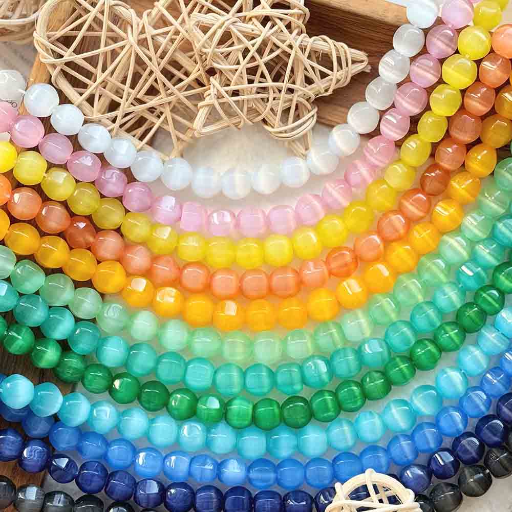 fiasrel 1bundle 10mm Pumpkin Beads Natural Cat's Eye Stone Bracelet - DIY Jewelry Accessories & Phone Strap Beading Materials