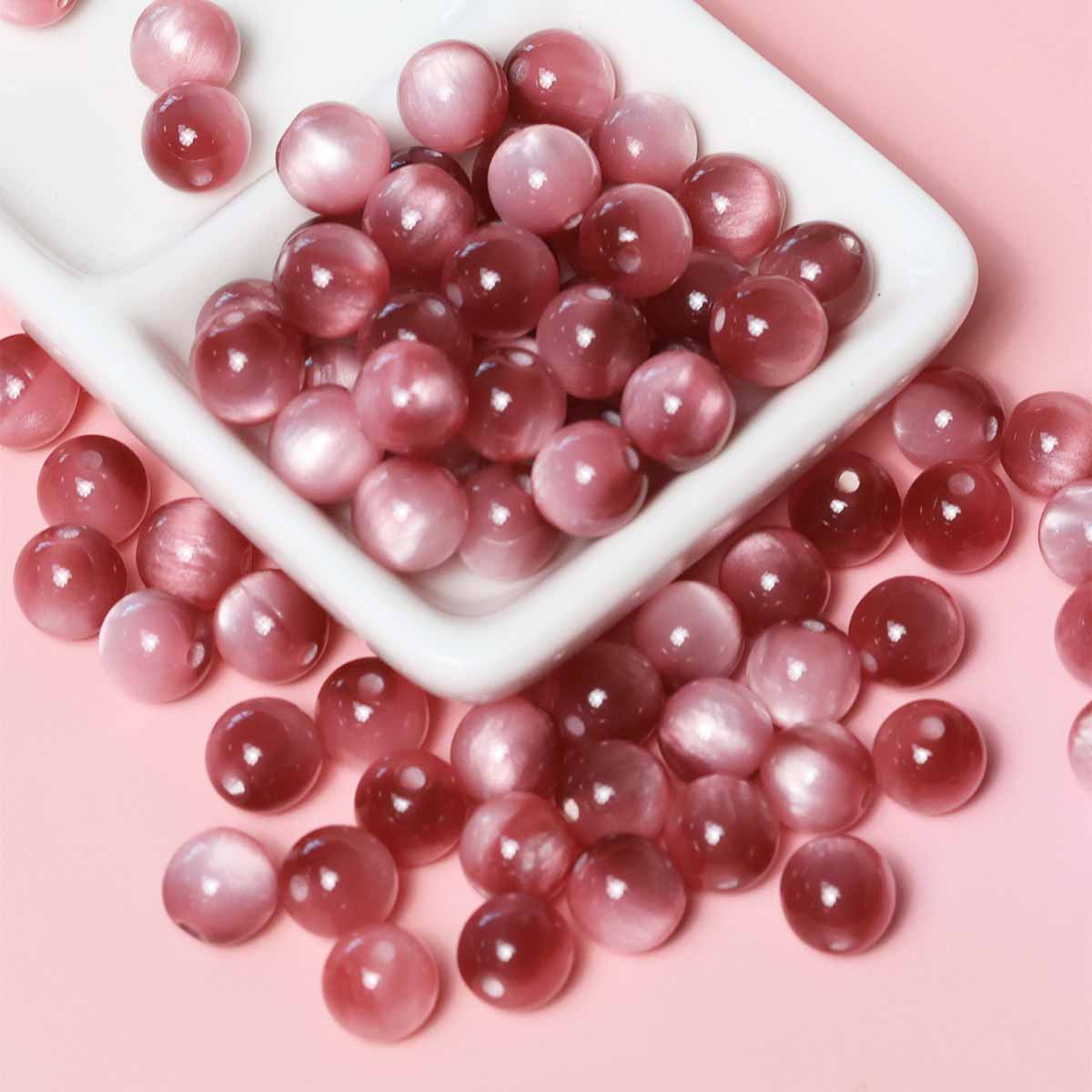 fiasrel 1bundle New 10mm Cat's Eye Resin Beads - DIY Red Round Spacer Beads for Bracelet & Necklace Jewelry Making 