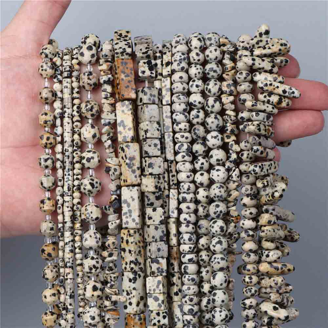 fiasrel Natural Spotted Stone Beads Black Speckled Stone Abacus Beads for DIY Jewelry and Stringing