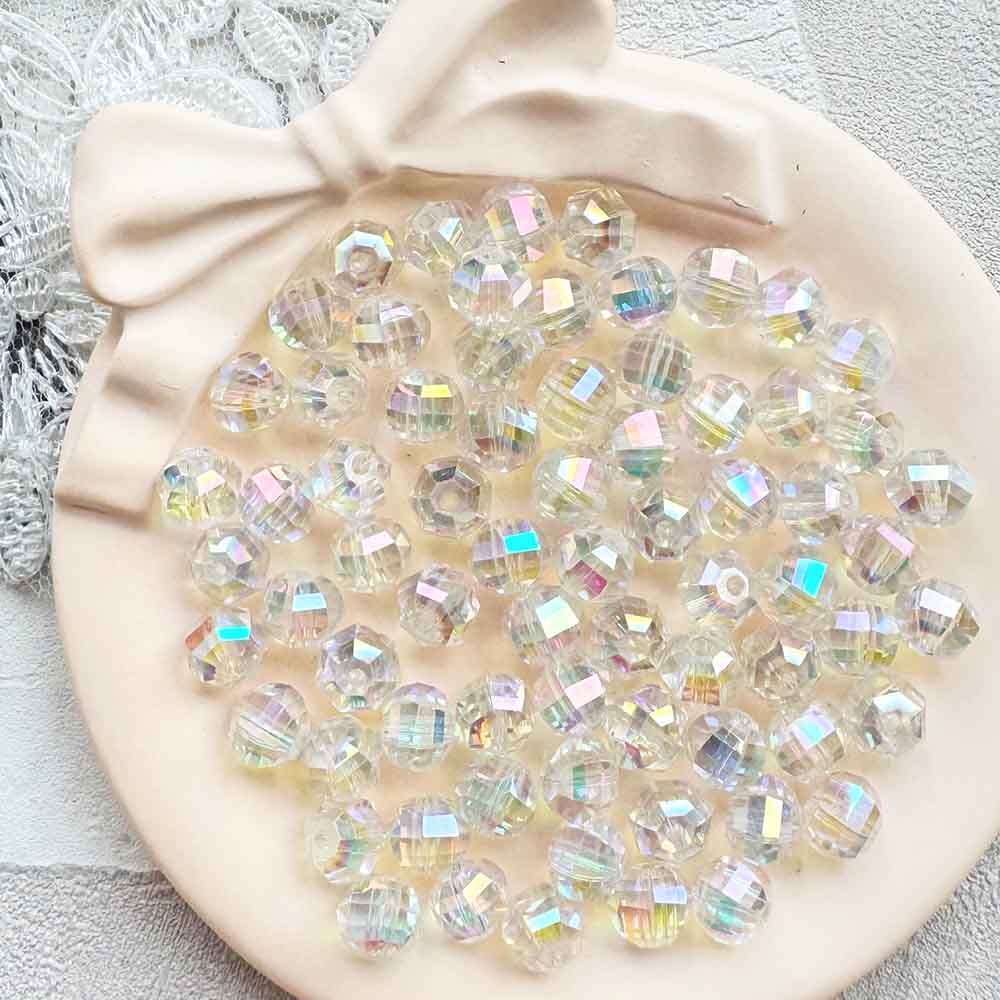 Fiasrel 1bundle 8mm Shiny Plated Watermelon Crystal Glass Beads Bracelet Necklace with Handmade DIY Accessories