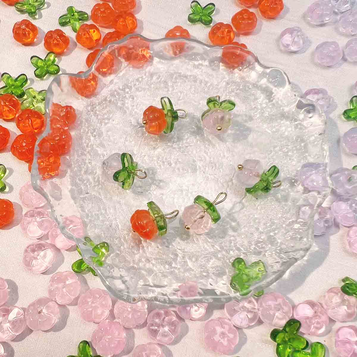 Fiasrel 1bundle 10mm Pumpkin Glass Pendant Beads Handmade DIY Bracelet Accessories Antique Hairpins Wind Chimes Car Hanging