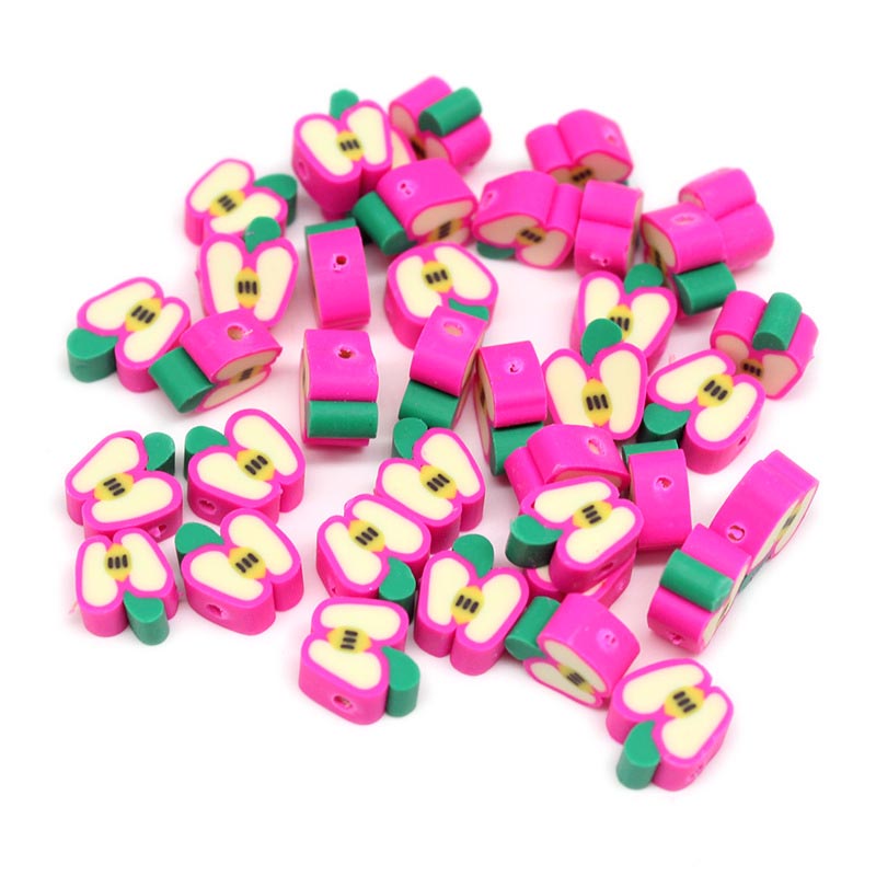 Fiasrel 1000pcs 10mm Fruit soft clay beads - apples