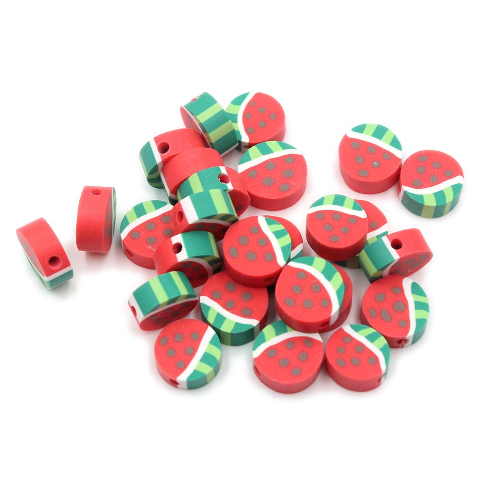 Fiasrel 1000pcs 10mm Fruit soft clay beads - watermelon