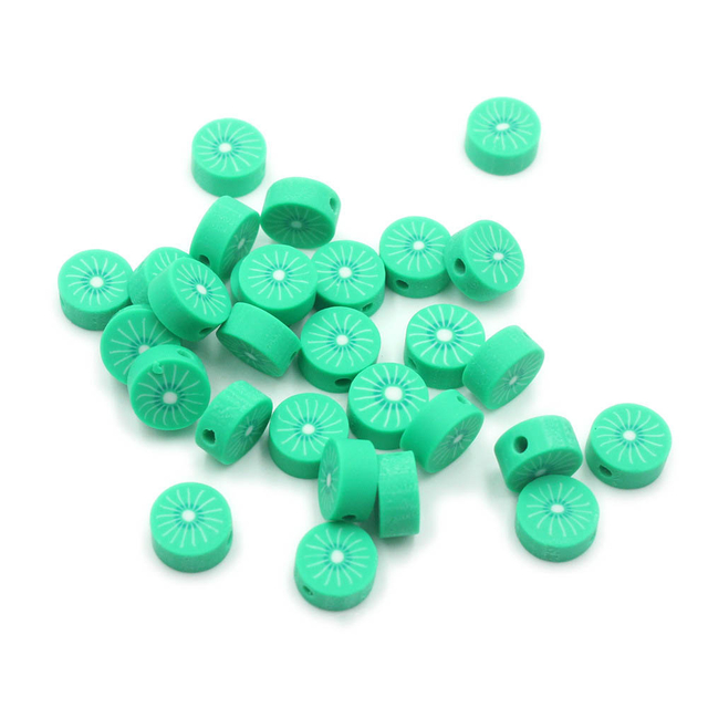 Fiasrel 1000pcs 10mm Fruit Soft clay beads - kiwi fruit