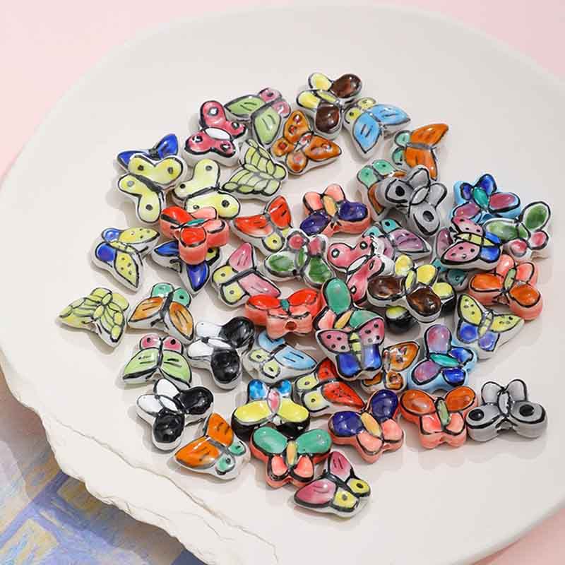 Fiasrel Hand-painted butterfly ceramic beads