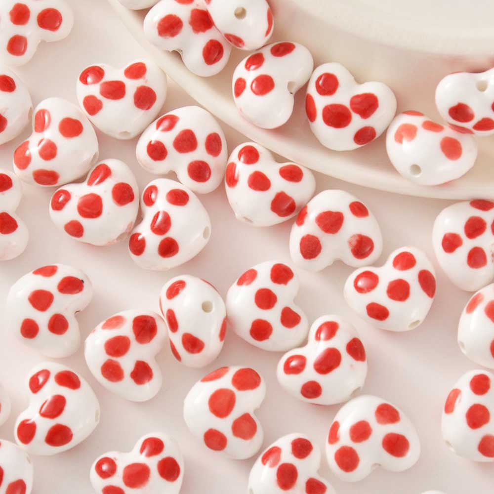 Fiasrel Cartoon heart-shaped ceramic beads
