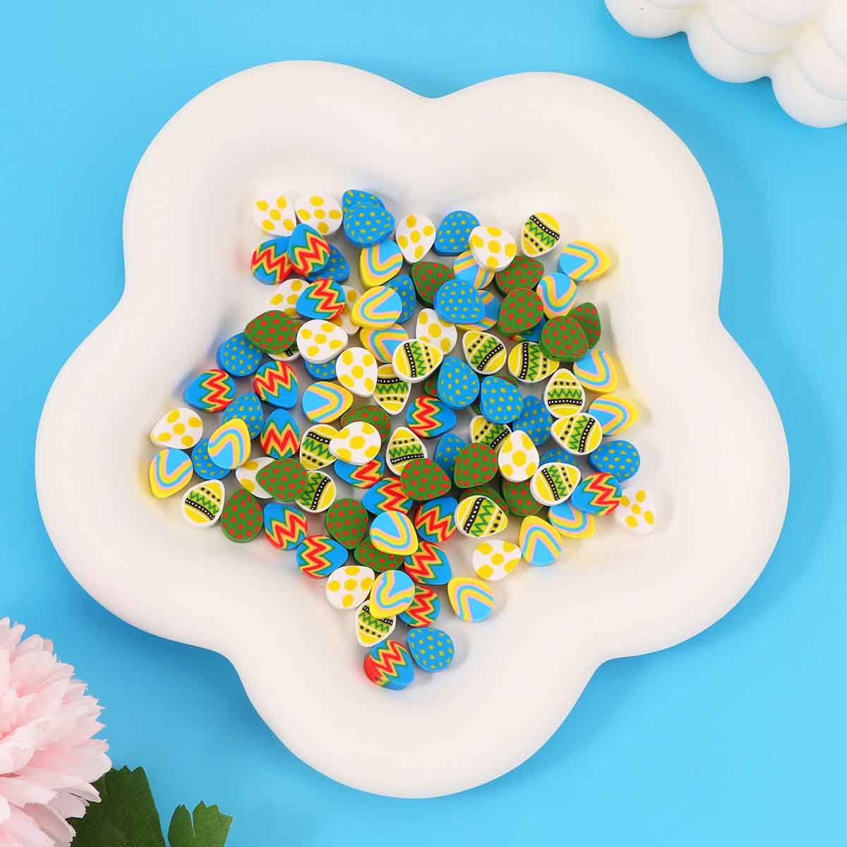 Fiasrel 100pcs Easter egg beads and soft clay beads