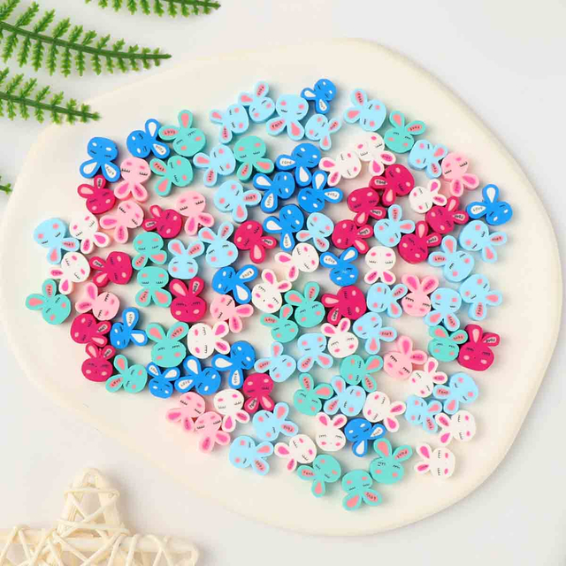 Fiasrel 100pcs Colored rabbit soft clay beads