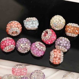 Fiasrel 50pcs Studded with hydrangeas DIY Shamballa Beads
