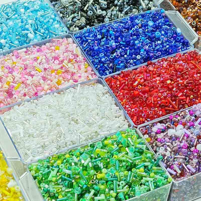 Fiasrel Assorted Styles & Colors DIY Glass Tube Beads