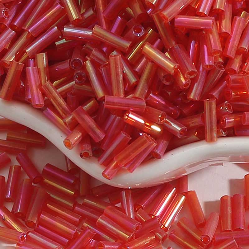 Fiasrel 2x7mm Iridescent Glass Tube Beads for DIY Craft