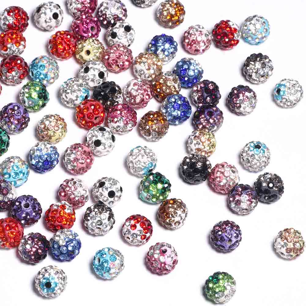 Fiasrel 20pcs Three rows of drills made of clay DIY Shamballa Beads