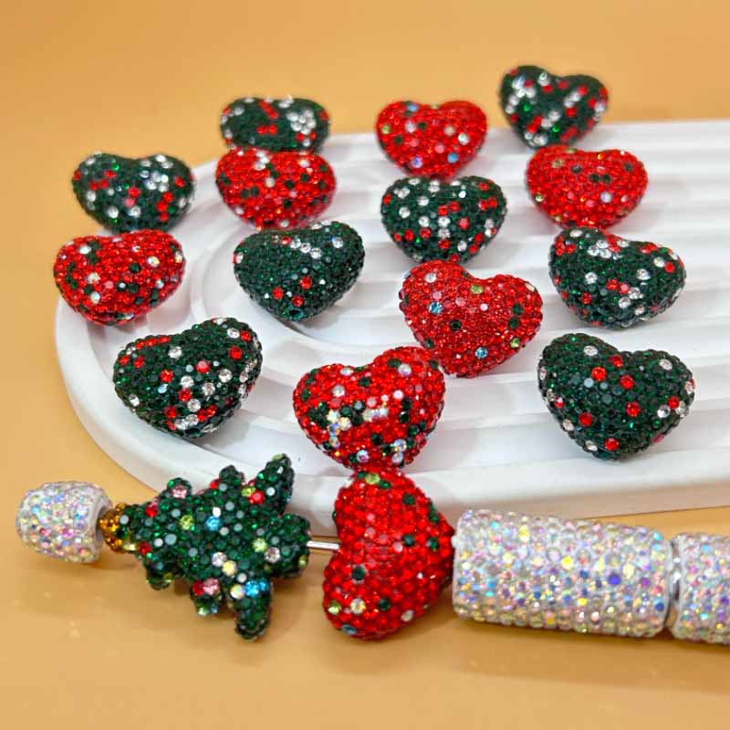 Fiasrel 20pcs Christmas is filled with hearts DIY Shamballa Beads