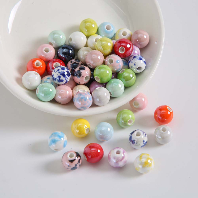 Fiasrel 10mm Colored tinted ceramic beads