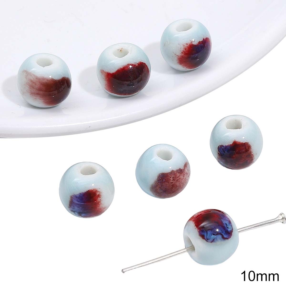 Fiasrel Pinkish-white ceramic beads