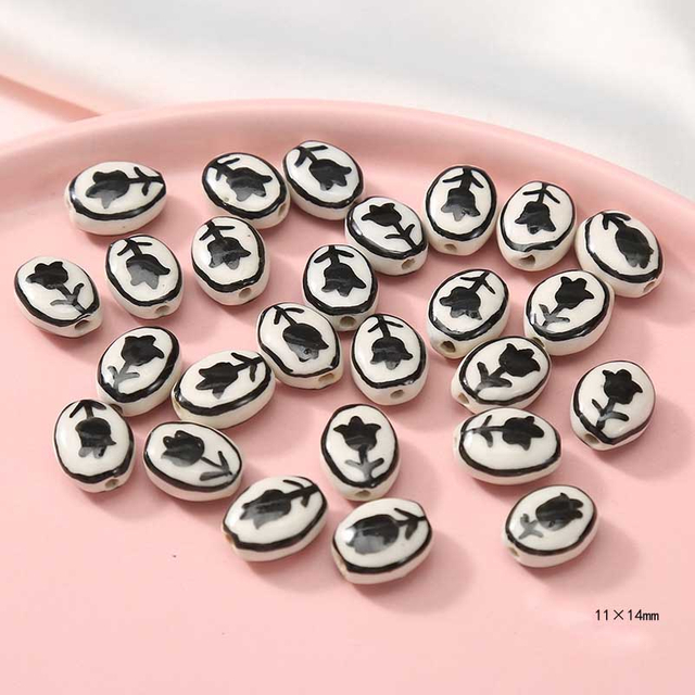 Fiasrel Hand-painted tulip ceramic beads