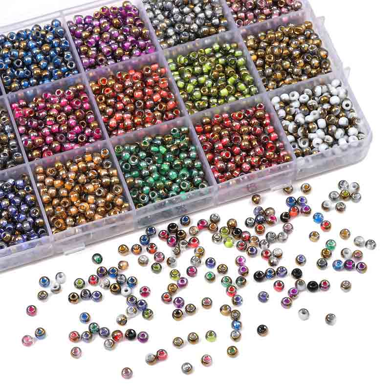 Fiasrel 4mm Gold Gradient Glass Beads 10g - DIY Jewelry Making