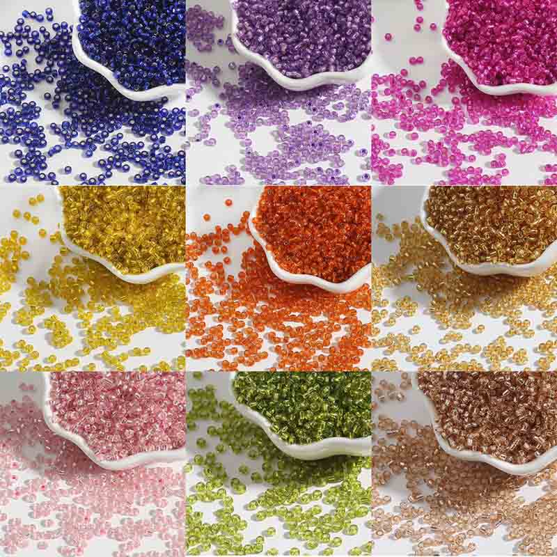 Fiasrel 15g 2-4mm Silver-Lined Glass Seed Beads