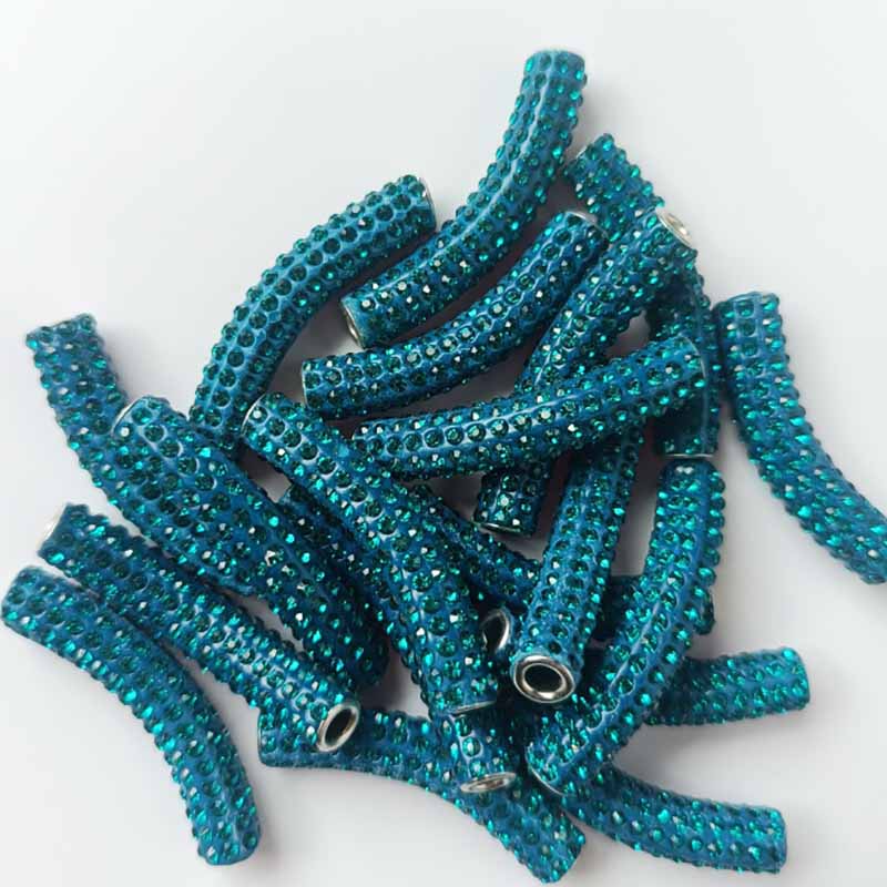 Fiasrel 2pcs Full-drilled curved tube soft clay DIY Shamballa Beads