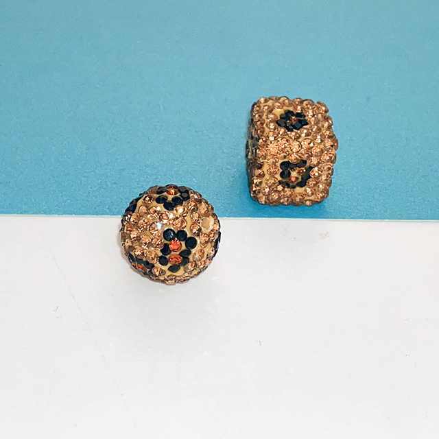Fiasrel 10pcs Leopard-print square soft clay DIY Shamballa Beads