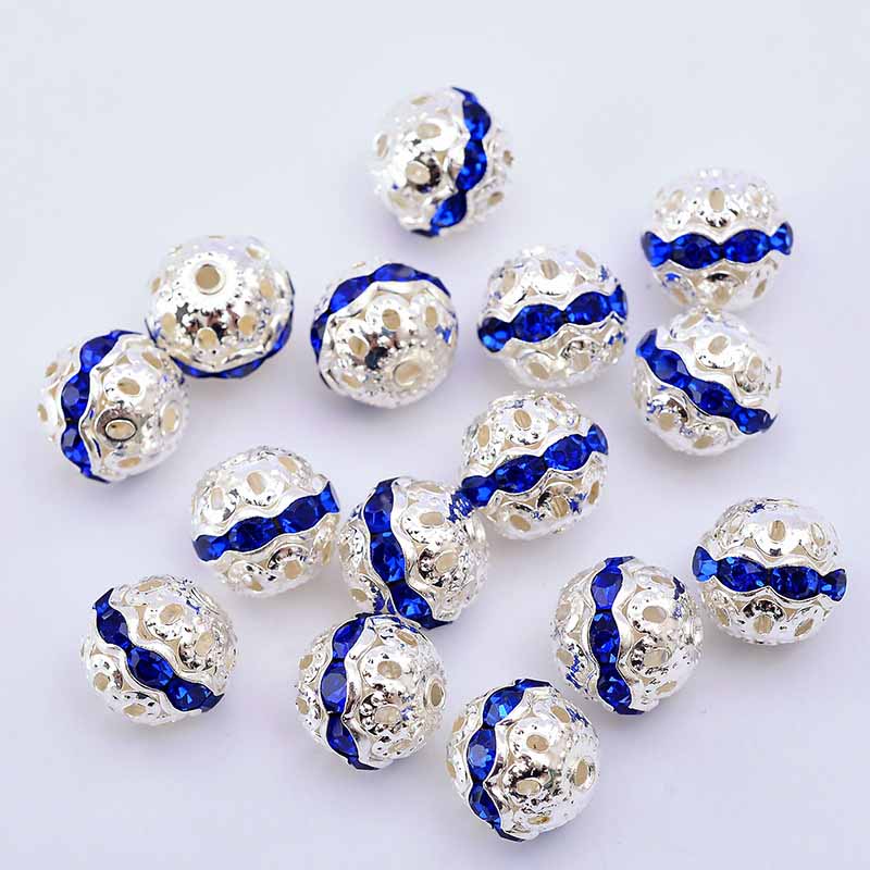 Fiasrel 20pcs Gold and silver colored diamond balls DIY Shamballa Beads