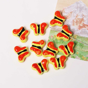 Fiasrel Red hand-painted butterfly ceramic beads